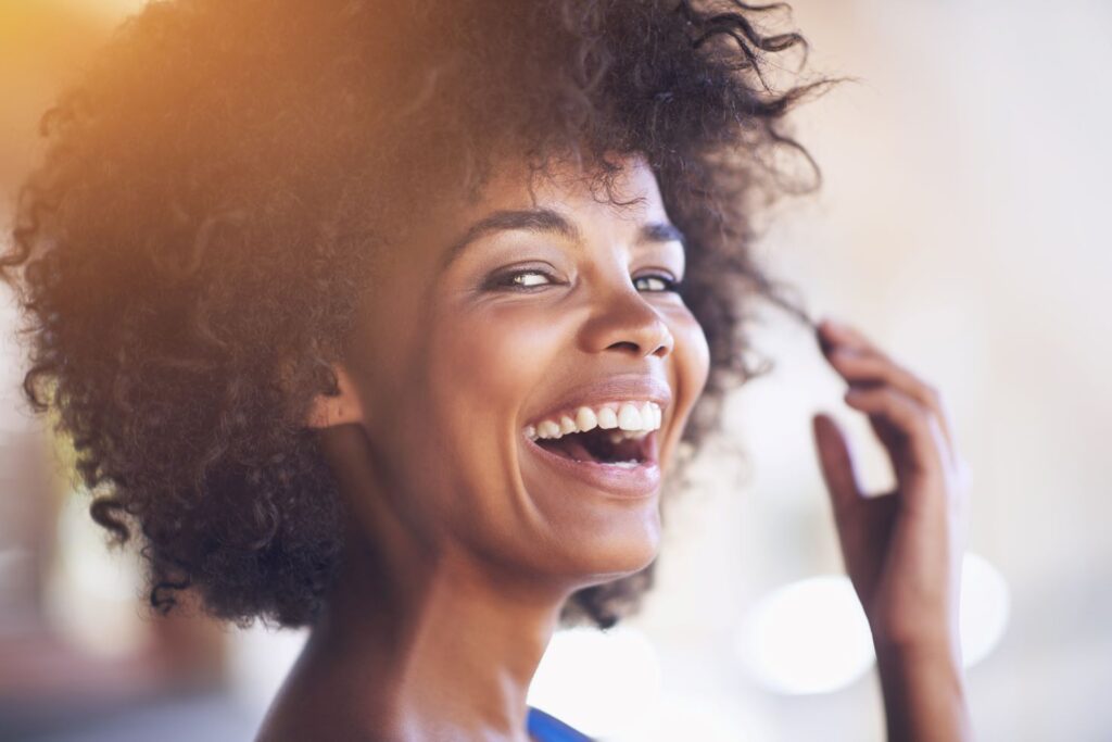 A woman with a beautiful smile.